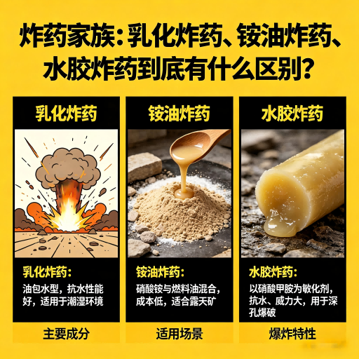 淮阳炸药家族：乳化炸药、铵油炸药、水胶炸药到底有什么区别？